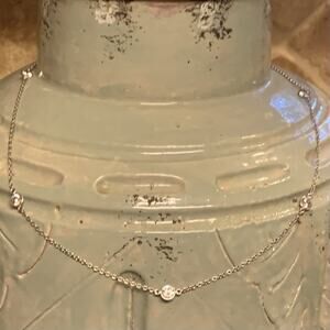 JCM Sterling Silver and CZ Station Necklace 18 Inches